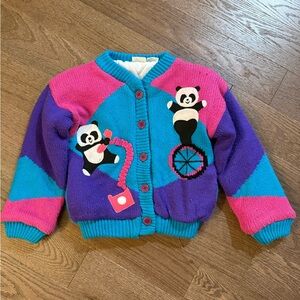 Vintage Toddler Panda Sweater Jacket by Hearts and Triangles